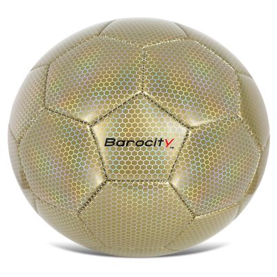 Barocity Soccer Ball - Premium Kids Ball, Cool with Reflective Iridescent Rainbow Hex Pattern, Outdoor & Indoor Soccer Training Ball for Boys and Girls, Gold Size 3