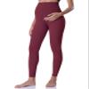 POSHDIVAH Maternity Leggings for Women Pregnancy Pants Wine Red Medium view 1