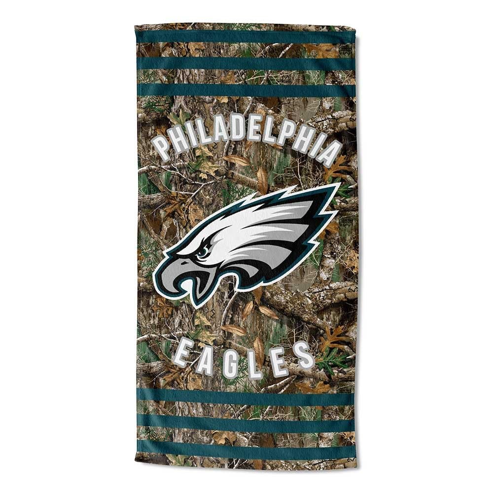 Northwest NFL Philadelphia Eagles Unisex-Adult Beach Towel, 30" x 60", Realtree Camo Stripes