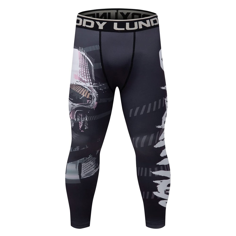 Red Plume Men's Sports Compression Pants Tights Baselayer Workout Cool Dry Long Running Leggings for Cycling Yoga Basketball (Style B, M)