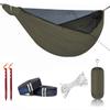 Onewind 11ft Camping Hammock with Mosquito Net and Structure Ridgeline, Lightweight Portable Hammock with 12ft Tree Straps Ideal for Outdoor Hiking Backpacking, OD Green view 1
