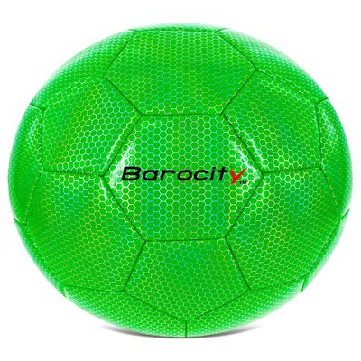 Barocity Soccer Ball - Boys and Girls Official Match Ball with Cool Reflective Rainbow Hex Pattern, for Indoor, Outdoor, Playtime and Games - Iridescent Green - Size 5