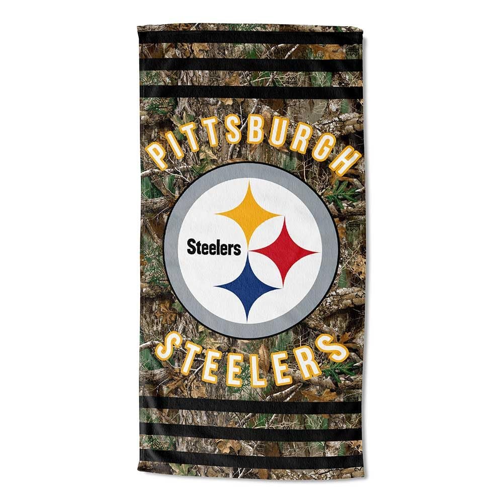 Northwest NFL Pittsburgh Steelers Unisex-Adult Beach Towel, 30" x 60", Realtree Camo Stripes