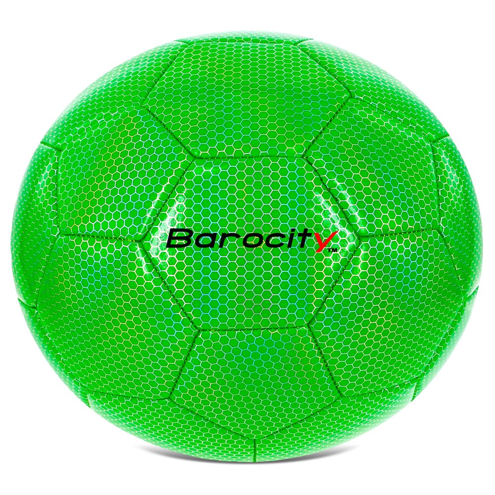 Barocity Soccer Ball - Boys and Girls Official Match Ball with Cool Reflective Rainbow Hex Pattern, for Indoor, Outdoor, Training, Practice - Iridescent Green Size 4