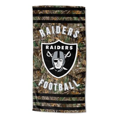 Northwest NFL Las Vegas Raiders Unisex-Adult Beach Towel, 30" x 60", Realtree Camo Stripes