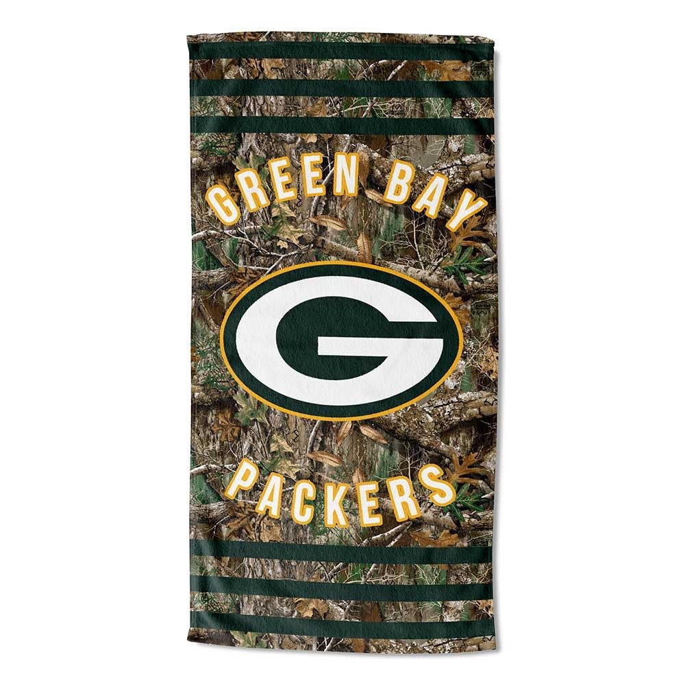 Northwest NFL Green Bay Packers Unisex-Adult Beach Towel, 30" x 60", Realtree Camo Stripes