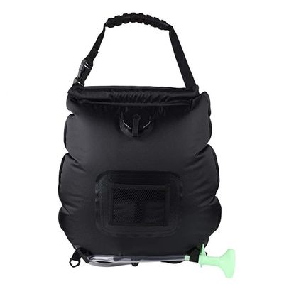 Solar Shower Bag, 20L Foldable Lightweight Portable Solar Heating Bag with On/Off Switch Shower Header for Outdoor Travel Swimming Beach Hiking Cycling (Black)