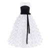 Girls Junior Bridesmaid Ball Gown Flower Girls Sleeveless Appliques Dress Mesh Patchwork Tulle Princess Wedding Party Full Length Gown Communion Pageant Prom Maxi Dresses White 6-7 Years view 1
