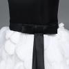 Girls Junior Bridesmaid Ball Gown Flower Girls Sleeveless Appliques Dress Mesh Patchwork Tulle Princess Wedding Party Full Length Gown Communion Pageant Prom Maxi Dresses White 6-7 Years view 4