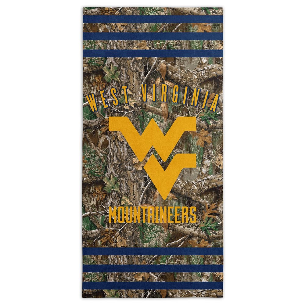 Northwest NCAA West Virginia Mountaineers Unisex-Adult Beach Towel, 30" x 60", Realtree Stripes