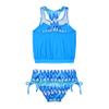 Yihuimin Big Girls Floral Splice Racer Tank Top with Tie Brief Athletic Tankini Surf Swimsuit Blue 10 Years view 2