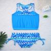 Yihuimin Big Girls Floral Splice Racer Tank Top with Tie Brief Athletic Tankini Surf Swimsuit Blue 10 Years view 4