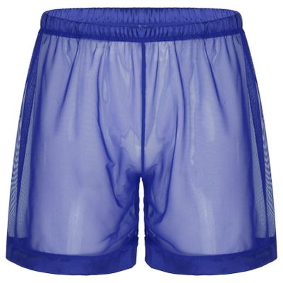 easyforever Mens See Through Mesh Trunks Boxer Shorts Loose Hot Pants Nightwear Beachwear Cover Ups Royal Blue 3X-Large