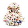 Ikevan 6M-3Y Winter Baby Girls Butterfly Print Thicken Keep Warm Hooded Jacket Coat Warm Little Kids Jacket Coat (Beige, 2-3 Years) view 1