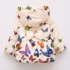 Ikevan 6M-3Y Winter Baby Girls Butterfly Print Thicken Keep Warm Hooded Jacket Coat Warm Little Kids Jacket Coat (Beige, 2-3 Years) view 2