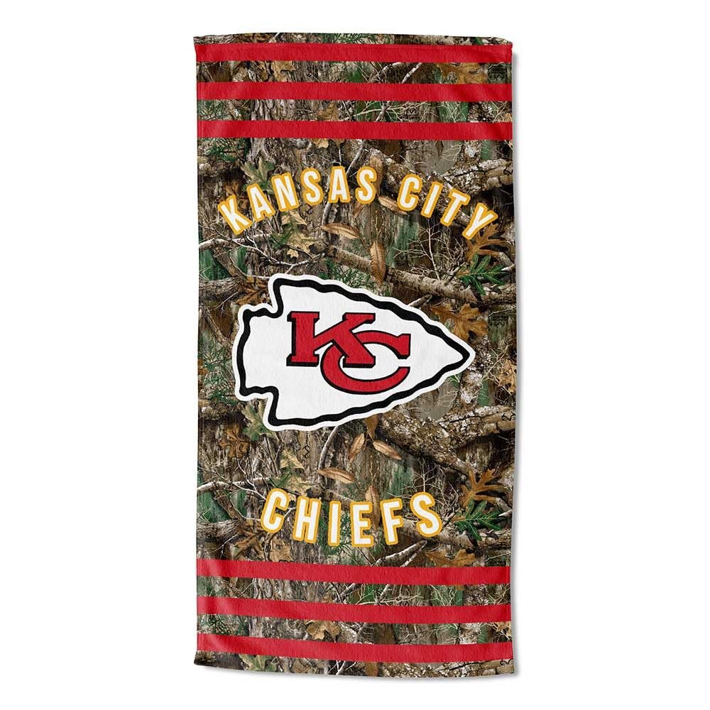 Northwest NFL Kansas City Chiefs Unisex-Adult Beach Towel, 30" x 60", Realtree Camo Stripes