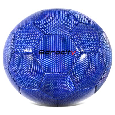 Barocity Blue Soccer Ball Size 4, PVC Material, Iridescent Hexagon Pattern, Ideal for Soccer Practice and Training