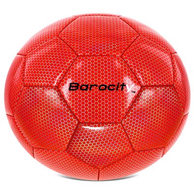 Barocity Soccer Ball - Boys and Girls Official Match Ball with Cool Reflective Rainbow Hex Pattern, for Indoor, Outdoor, Training, Practice - Iridescent Red Size 5