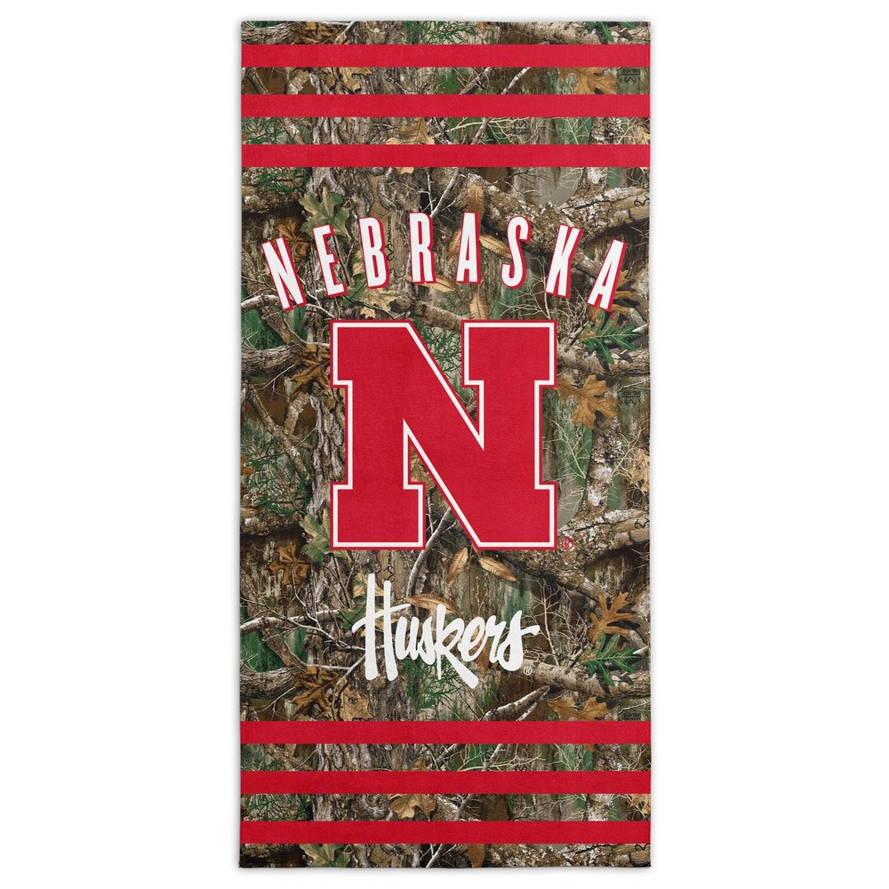 Northwest NCAA Nebraska Cornhuskers Unisex-Adult Beach Towel, 30" x 60", Realtree Stripes