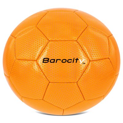 Barocity Soccer Ball - Boys and Girls Official Match Ball with Cool Reflective Rainbow Hex Pattern, for Indoor, Outdoor, Playtime and Games - Iridescent Orange Size 4