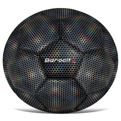 Barocity Soccer Ball - Boys and Girls Soccer Ball with Reflective Hex, Outdoor and Indoor for Playtime, Training, and Games - Iridescent Black Size 3