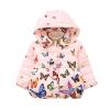 Ikevan 6M-3Y Winter Baby Girls Butterfly Print Thicken Keep Warm Hooded Jacket Coat Warm Little Kids Jacket Coat (Pink, 2-3 Years) view 1