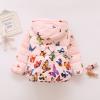Ikevan 6M-3Y Winter Baby Girls Butterfly Print Thicken Keep Warm Hooded Jacket Coat Warm Little Kids Jacket Coat (Pink, 2-3 Years) view 2