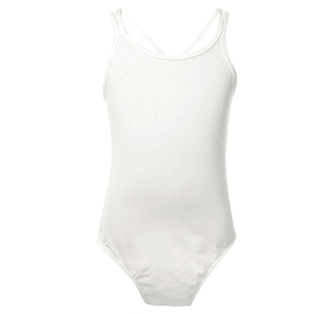 HULIJA Kids Girls Ballet Dance Gymnastic Leotard Bodysuit Sleeveless Shoulder Straps Criss Cross Back Jumpsuit White 10-12 Years