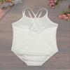 HULIJA Kids Girls Ballet Dance Gymnastic Leotard Bodysuit Sleeveless Shoulder Straps Criss Cross Back Jumpsuit White 10-12 Years view 4