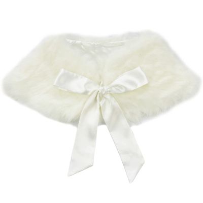 HULIJA Girls Princess Faux Fur Wraps Shawl Flower Girls Bolero Shrug Cape Party Wedding Dress Up Outerwear Beige One_Size