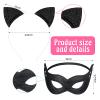 Chalyna 5 Pcs Black Cat Costume Set Long Fur Cats Tail Ears Black Star Tutu Skirt for Cosplay Halloween Costumes Women Party view 3