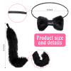 Chalyna 5 Pcs Black Cat Costume Set Long Fur Cats Tail Ears Black Star Tutu Skirt for Cosplay Halloween Costumes Women Party view 4
