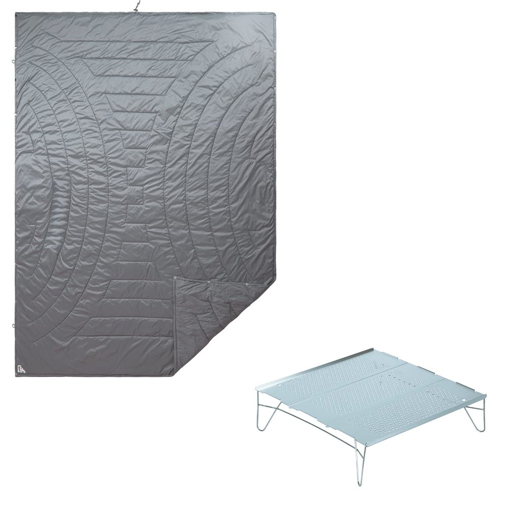 iClimb 1 Solo Mini Folding Table and 1 3M Thinsulate Insulation Warm Camping Blanket Bundle, Ultralight Compact for Solo Person Outdoor Backpacking Beach Camping Concert