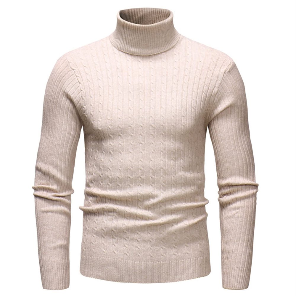 Kaxiya2021 Men's Long Sleeve Turtleneck Sweater Slim Thermal Knitted Twisted Pullover Basic Solid Casual Soft Comfy Jumpers (Apricot,XX-Large)
