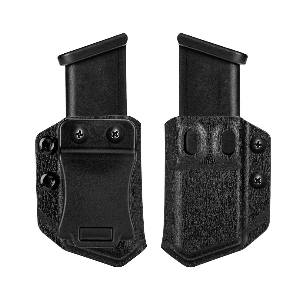 Aecktech 2 Pack Universal Mag Carrier IWB/OWB Magazine Holster Fits: 9mm/.40 Double/Single Stack|.45ACP Double/Single Stack,for Right & Left Hand Ambidextrous Concealed Carry