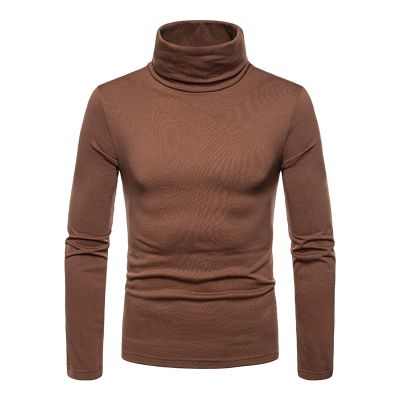 Kaxiya2021 Men's Turtleneck Long Sleeve T Shirt Lightweight Slim Fit Basic Thermal Pullover Cotton Soft Solid Base Layer Shirt (Brown,Medium)