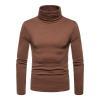 Kaxiya2021 Men's Turtleneck Long Sleeve T Shirt Lightweight Slim Fit Basic Thermal Pullover Cotton Soft Solid Base Layer Shirt (Brown,Medium) view 1
