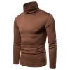 Kaxiya2021 Men's Turtleneck Long Sleeve T Shirt Lightweight Slim Fit Basic Thermal Pullover Cotton Soft Solid Base Layer Shirt (Brown,Medium) view 2