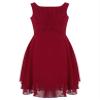 Duoremi Kids Flower Girls Sleeveless Ruched Knot Chiffon Dress Wedding Pageant Formal Party Dresses Wine Red 8 view 1