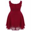 Duoremi Kids Flower Girls Sleeveless Ruched Knot Chiffon Dress Wedding Pageant Formal Party Dresses Wine Red 8 view 2