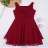 Duoremi Kids Flower Girls Sleeveless Ruched Knot Chiffon Dress Wedding Pageant Formal Party Dresses Wine Red 8 view 3