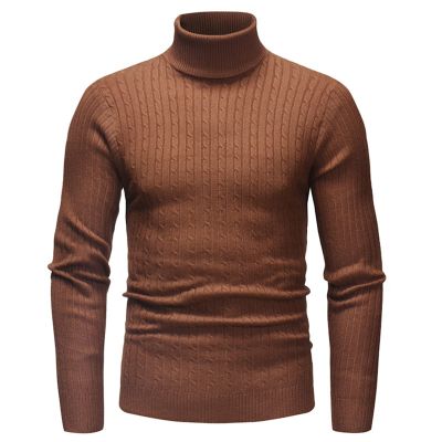 Kaxiya2021 Men's Long Sleeve Turtleneck Sweater Slim Thermal Knitted Twisted Pullover Basic Solid Casual Soft Comfy Jumpers (Camel,3X-Large)
