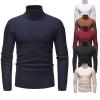 Kaxiya2021 Men's Long Sleeve Turtleneck Sweater Slim Thermal Knitted Twisted Pullover Basic Solid Casual Soft Comfy Jumpers (Navy Blue,Large) view 3