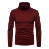 Men's Turtleneck Long Sleeve T Shirt Lightweight Slim Fit Basic Thermal Pullover Cotton Soft Solid Base Layer Shirt (Red,Medium) view 1