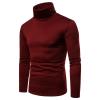 Men's Turtleneck Long Sleeve T Shirt Lightweight Slim Fit Basic Thermal Pullover Cotton Soft Solid Base Layer Shirt (Red,Medium) view 2