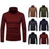 Men's Turtleneck Long Sleeve T Shirt Lightweight Slim Fit Basic Thermal Pullover Cotton Soft Solid Base Layer Shirt (Red,Medium) view 4