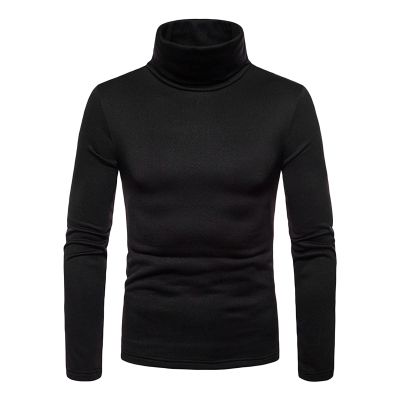 Kaxiya2021 Men's Turtleneck Long Sleeve T Shirt Lightweight Slim Fit Basic Thermal Pullover Cotton Soft Solid Base Layer Shirt (Black,Medium)