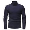 Kaxiya2021 Men's Long Sleeve Turtleneck Sweater Slim Thermal Knitted Twisted Pullover Basic Solid Casual Soft Comfy Jumpers (Navy Blue,X-Large) view 1