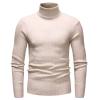 Kaxiya2021 Men's Long Sleeve Turtleneck Sweater Slim Thermal Knitted Twisted Pullover Basic Solid Casual Soft Comfy Jumpers (Apricot,Large) view 1