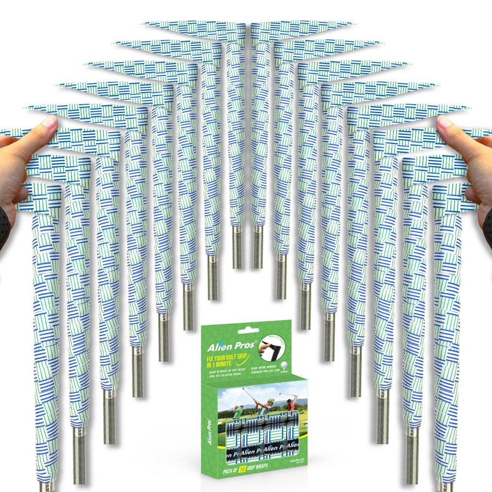 ALIEN PROS Golf Grip Wrapping Tapes (16-Pack) - Innovative Golf Club Grip Solution - Enjoy a Fresh New Grip Feel in Less Than 1 Minute (16-Pack, Criss Cross)